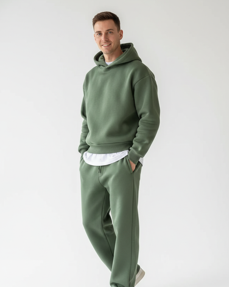Kai Men's Jogging Set – Solid Hoodie & Comfortable Pants, Relaxed Fit