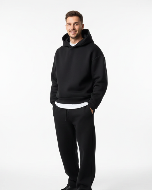 Kai Men's Jogging Set – Solid Hoodie & Comfortable Pants, Relaxed Fit