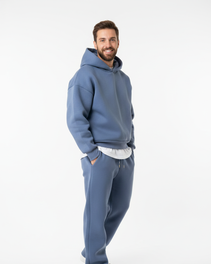 Kai Men's Jogging Set – Solid Hoodie & Comfortable Pants, Relaxed Fit