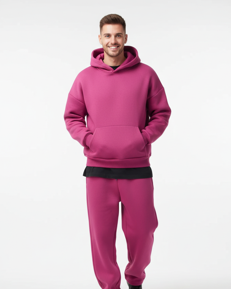 Kai Men's Jogging Set – Solid Hoodie & Comfortable Pants, Relaxed Fit