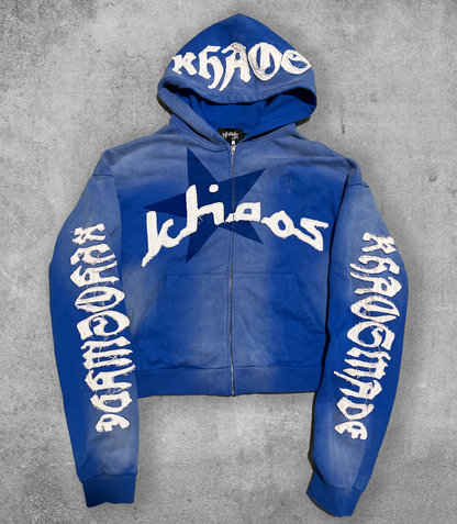 KHAÖS ZIP-UP HOODIE BLUE