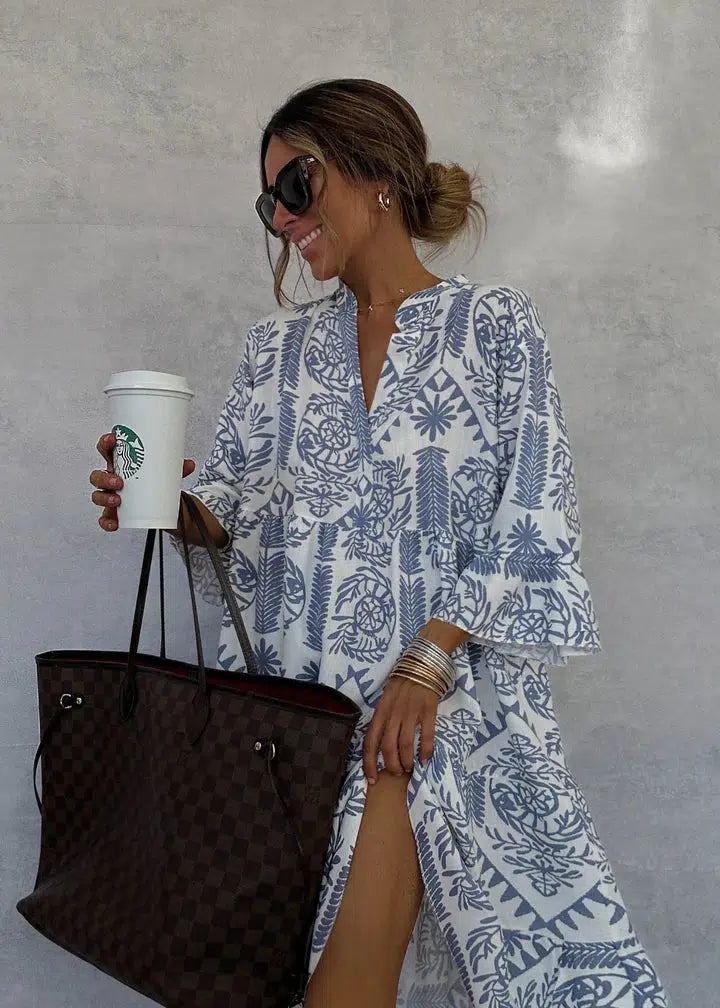 Anastasia Maxi Dress for Women – Bohemian Summer Dress with V-Neck & Airy Floral Print