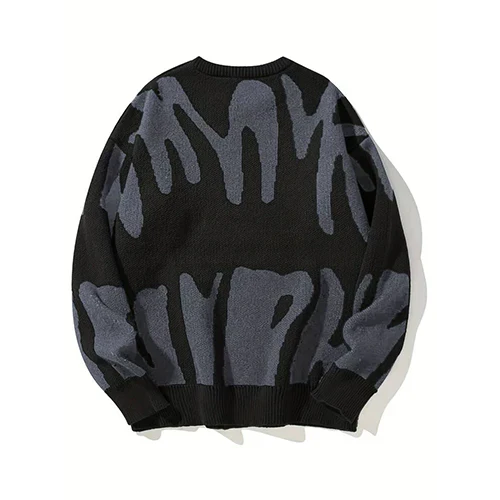 Monica Pull Femme – Graphique Noir & Blanc, Motif Abstrait au Style Moderne
