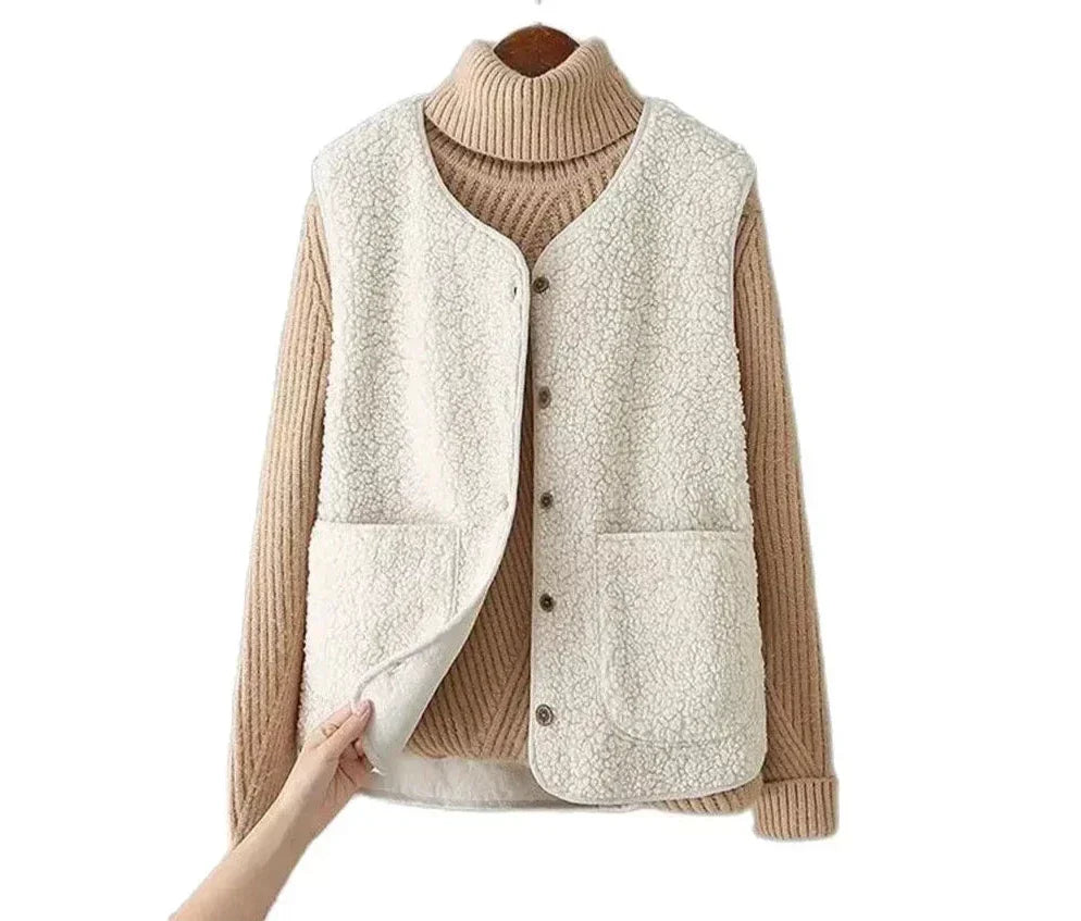 Lightweight sleeveless gilet for women-beige