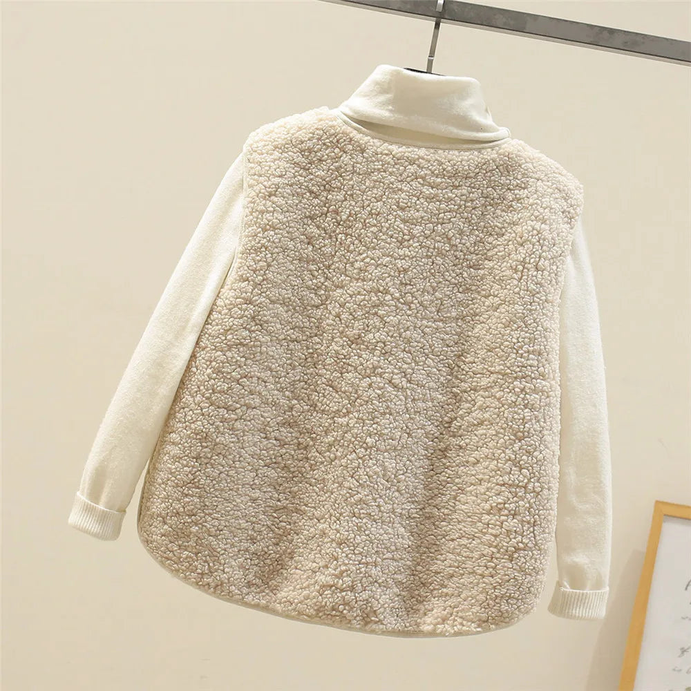 Kate casual winter gilet for women - beige back view