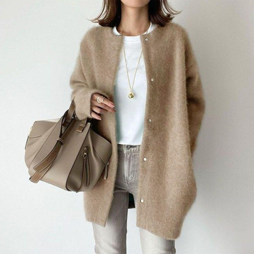 Lillian Long Gilet en Maille pour Femme – Superposition douce à ouverture ouverte pour l’automne et l’hiver