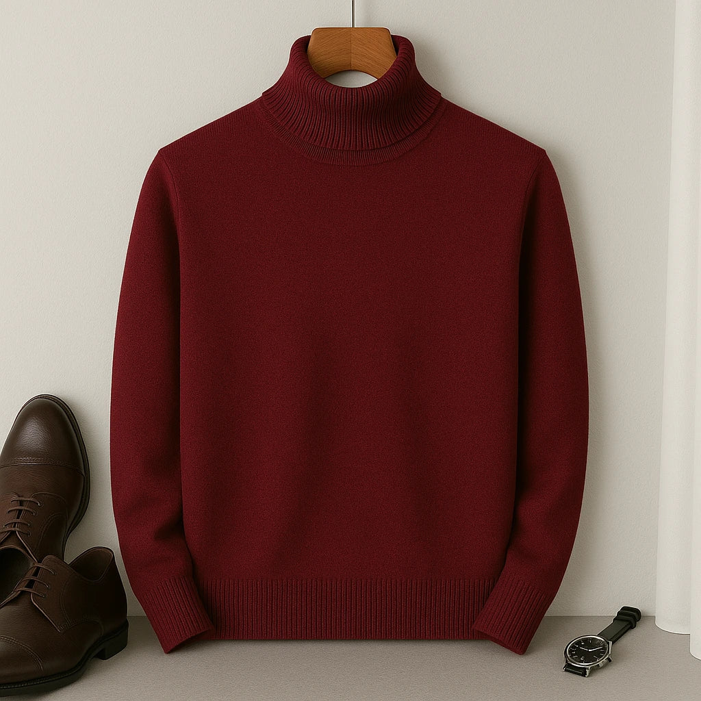 Cashmere wool turtleneck sweater by Kian-burgundy