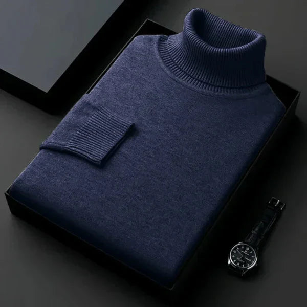 Warm men's turtleneck with soft wool blend