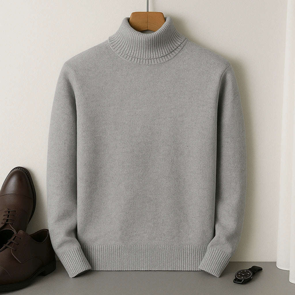 Kian men's turtleneck sweater in cashmere wool-gray