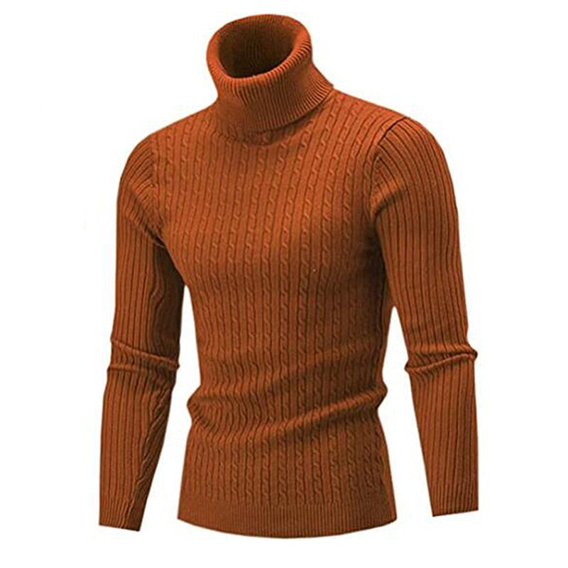 Klaus Men's Turtleneck Sweater front view-brown