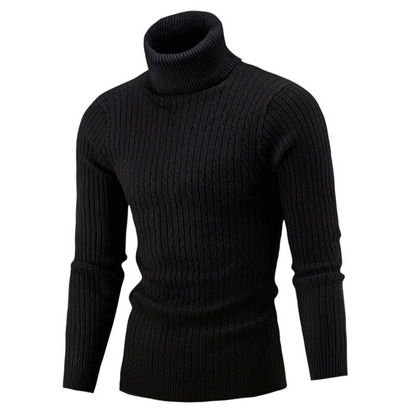 Klaus Men's Turtleneck Sweater front view-black