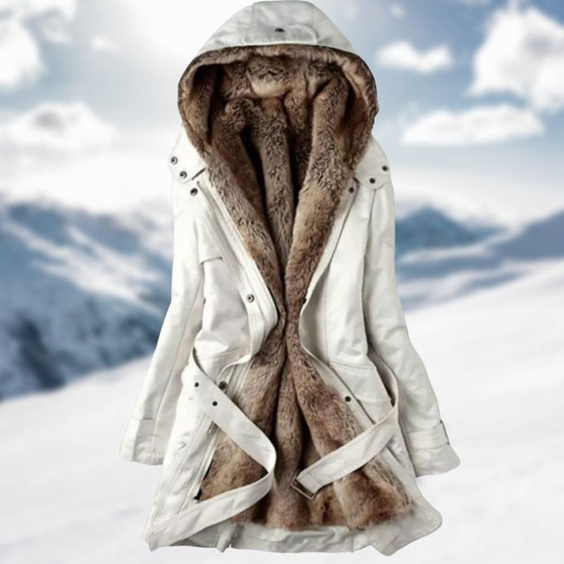 Sadie Long Parka for Women – Faux Fur Lined Hood and Adjustable Waist
