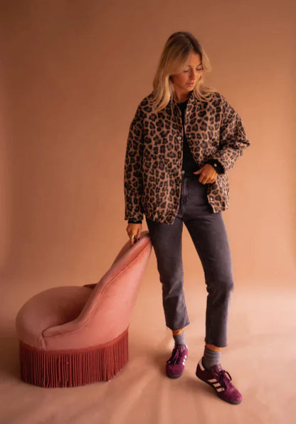 Valeria Veste Femme – Veste Léopard Élégante à Imprimé Animal & Coupe Confortable
