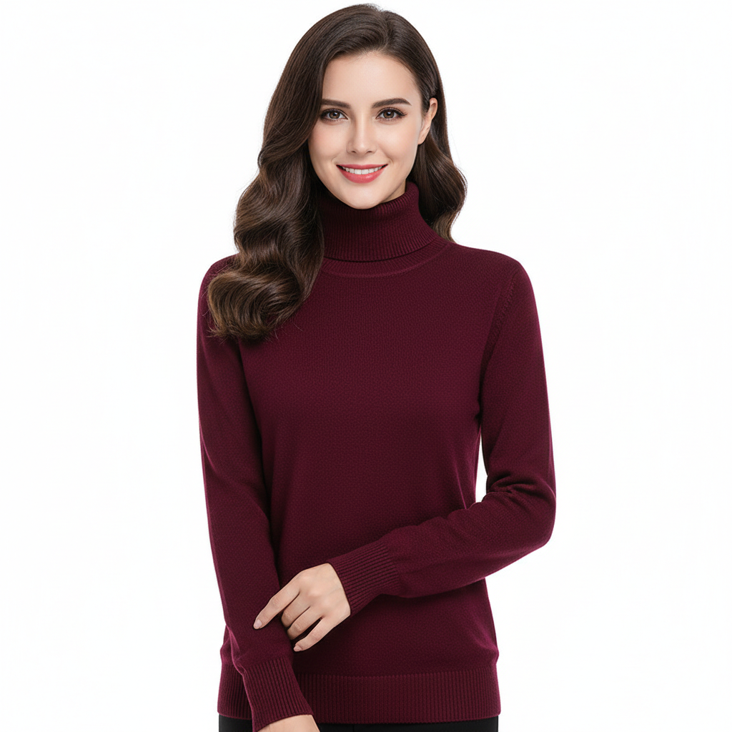 Léa Women's Turtleneck Sweater – Soft Cashmere Sweater with a Fitted and Elegant Cut