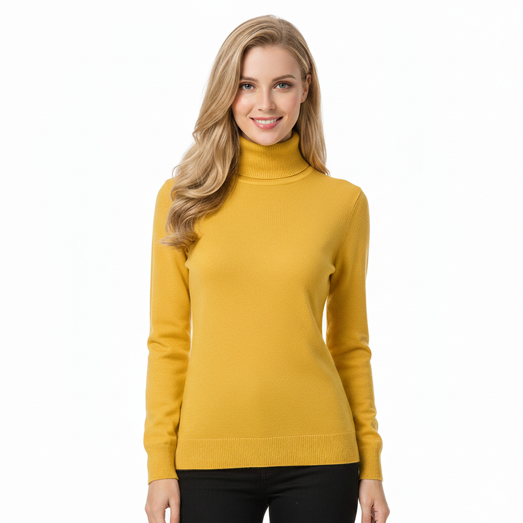 Léa Women's Turtleneck Sweater – Soft Cashmere Sweater with a Fitted and Elegant Cut