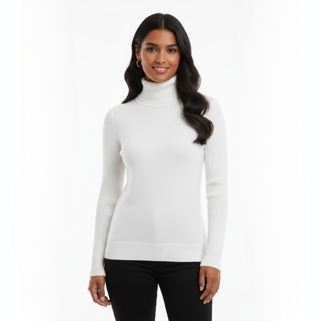 Léa Women's Turtleneck Sweater – Soft Cashmere Sweater with a Fitted and Elegant Cut