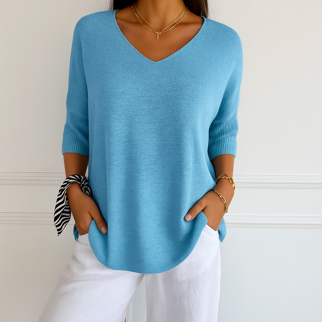 Coraline Pull Col V Femme – Maille Fine, Doux & Élégant pour un Style Raffiné