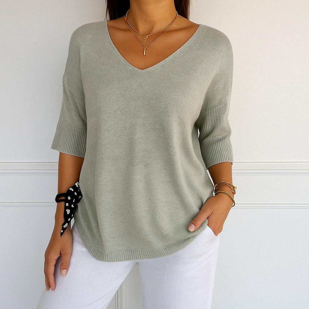 Coraline Pull Col V Femme – Maille Fine, Doux & Élégant pour un Style Raffiné