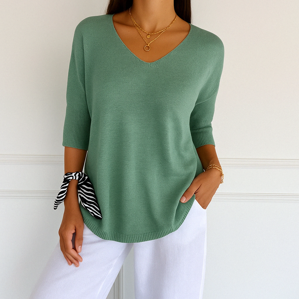 Coraline Pull Col V Femme – Maille Fine, Doux & Élégant pour un Style Raffiné