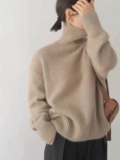 Seraphina Pull Femme – Pull à Col Roulé Côtelé & Confortable, Style Chic pour l’Hiver