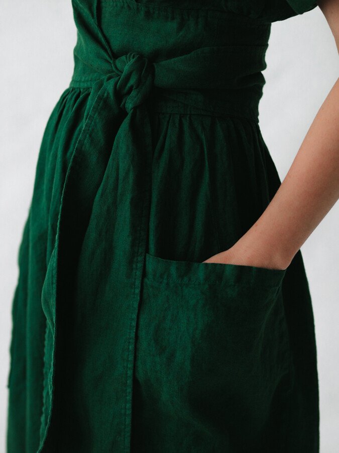Léonie Robe Portefeuille en Lin Femme – Robe Élégante et Légère avec Coupe Ajustable Été