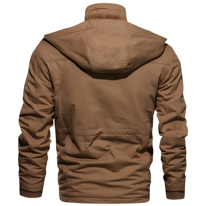 Logan Military Jacket – Waterproof Fleece-Lined Style- brown back view