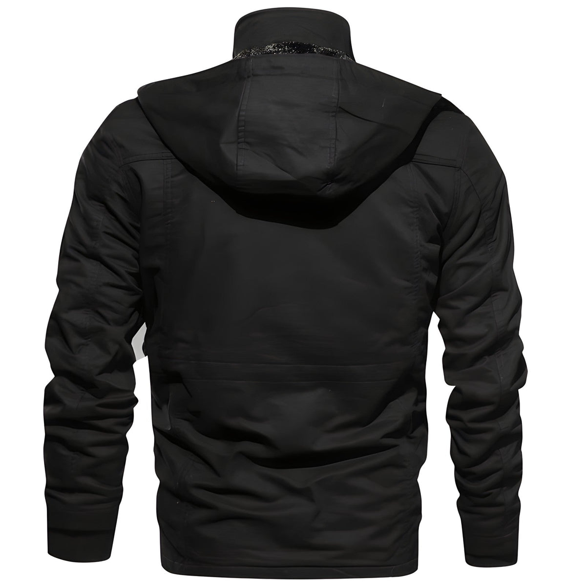 Fleece Lined Military Jacket with adjustable fit- black back view