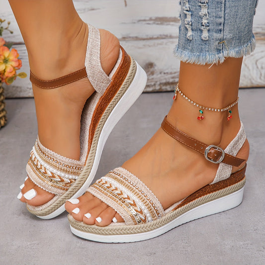 Lunaria Sandales Femme – Sandales à Talon Compensé Confortables avec Strass Chic pour l’Été