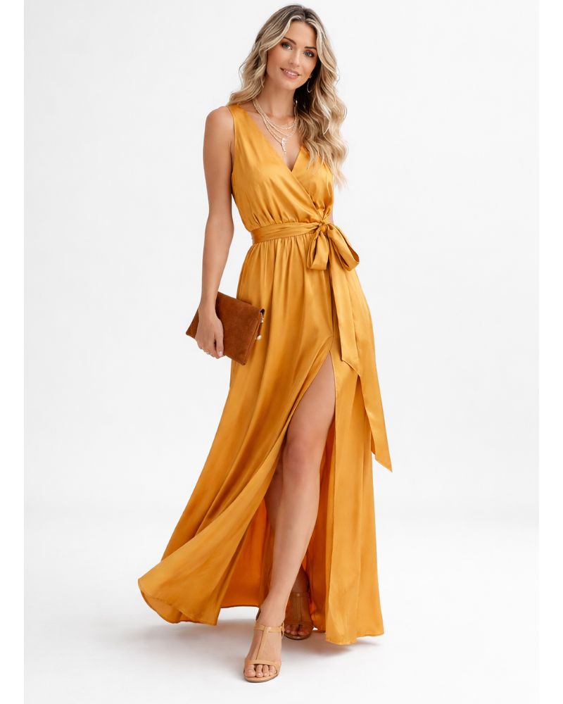 Lunesia Robe de Soirée Femme – Robe Longue Chic Sans Manche & Fluide pour Événements Élégants