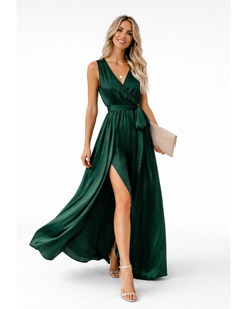 Lunesia Robe de Soirée Femme – Robe Longue Chic Sans Manche & Fluide pour Événements Élégants