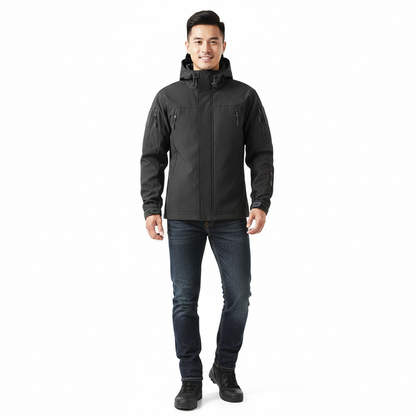 Lusian Men's Softshell Jacket – Adjustable Hooded Coat with Zipper Closure and Pockets