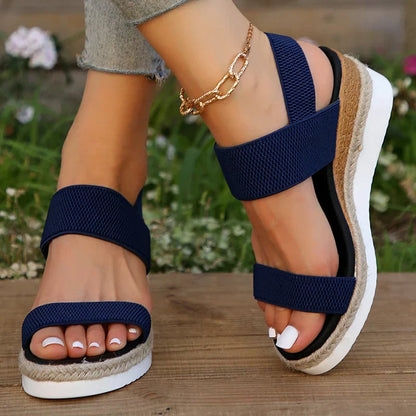 Anna Sandales à Plateau Femme – Brides Élastiques & Sandales d'Été Confortables au Look Stylé