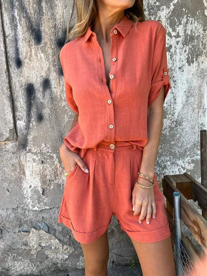 Women's linen-style set featuring a relaxed and airy summer silhouette