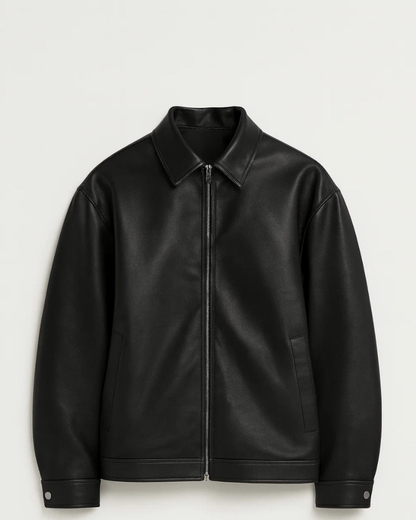 Mason Men's Leather Jacket – Modern Cut, Clean Design & Zipper Closure