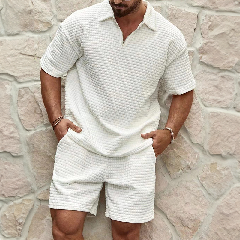 Silas Luxury Men's Ensemble – Breathable Cotton Polo and Matching Shorts, Summer Comfort