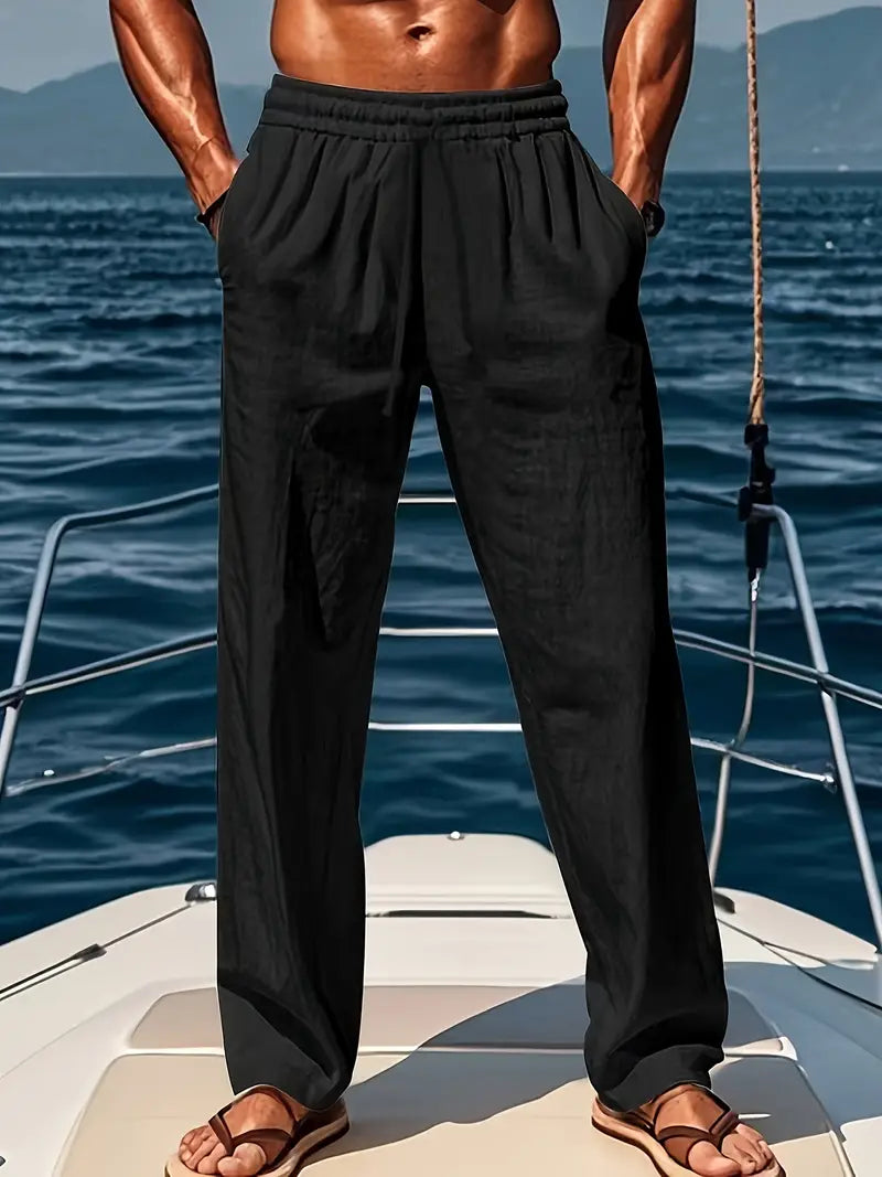 Ethan Men's Pants – Breathable Wide-Leg Linen Pants with Loose Fit & Elegant Summer Style