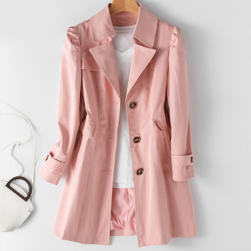 Freya Trench Femme Mi-Long – Coupe Élégante, Tissu Léger & Style Chic Polyvalent