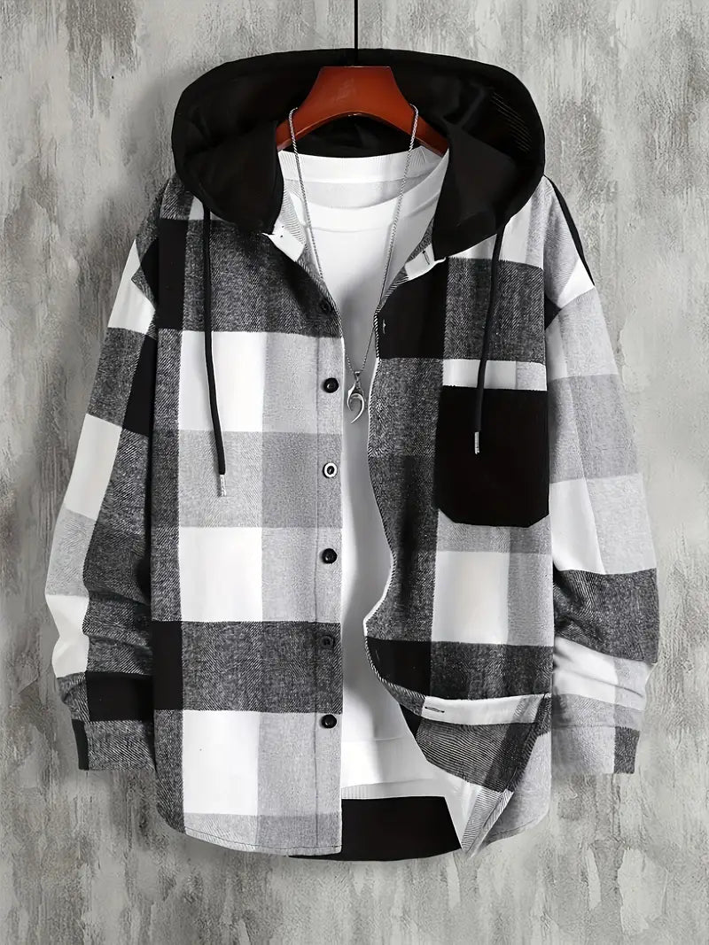 Men's Hooded Jacket checkered pattern