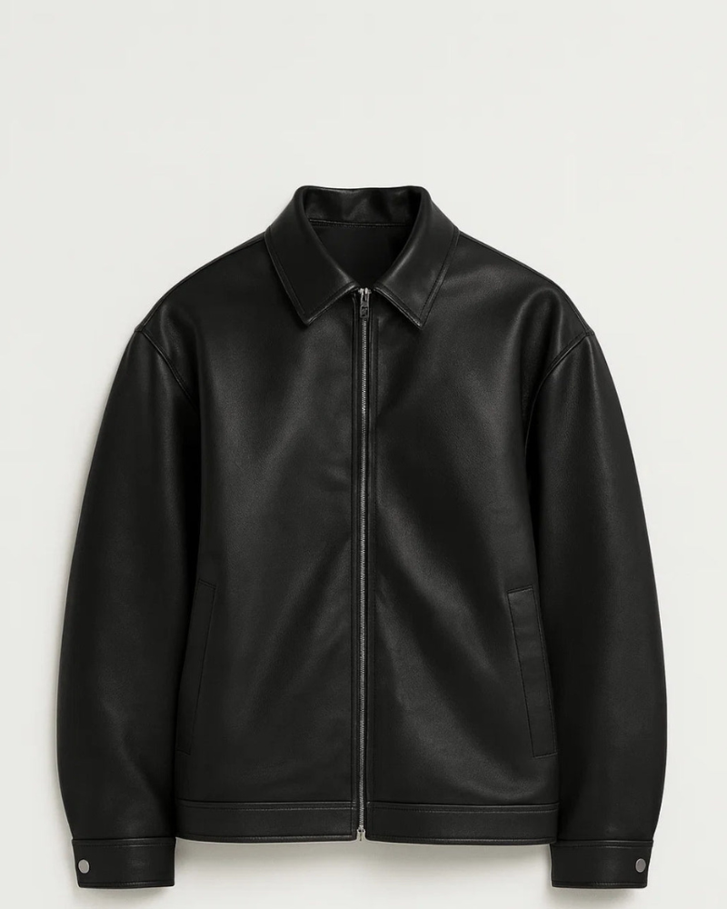 Mason men's leather jacket front view