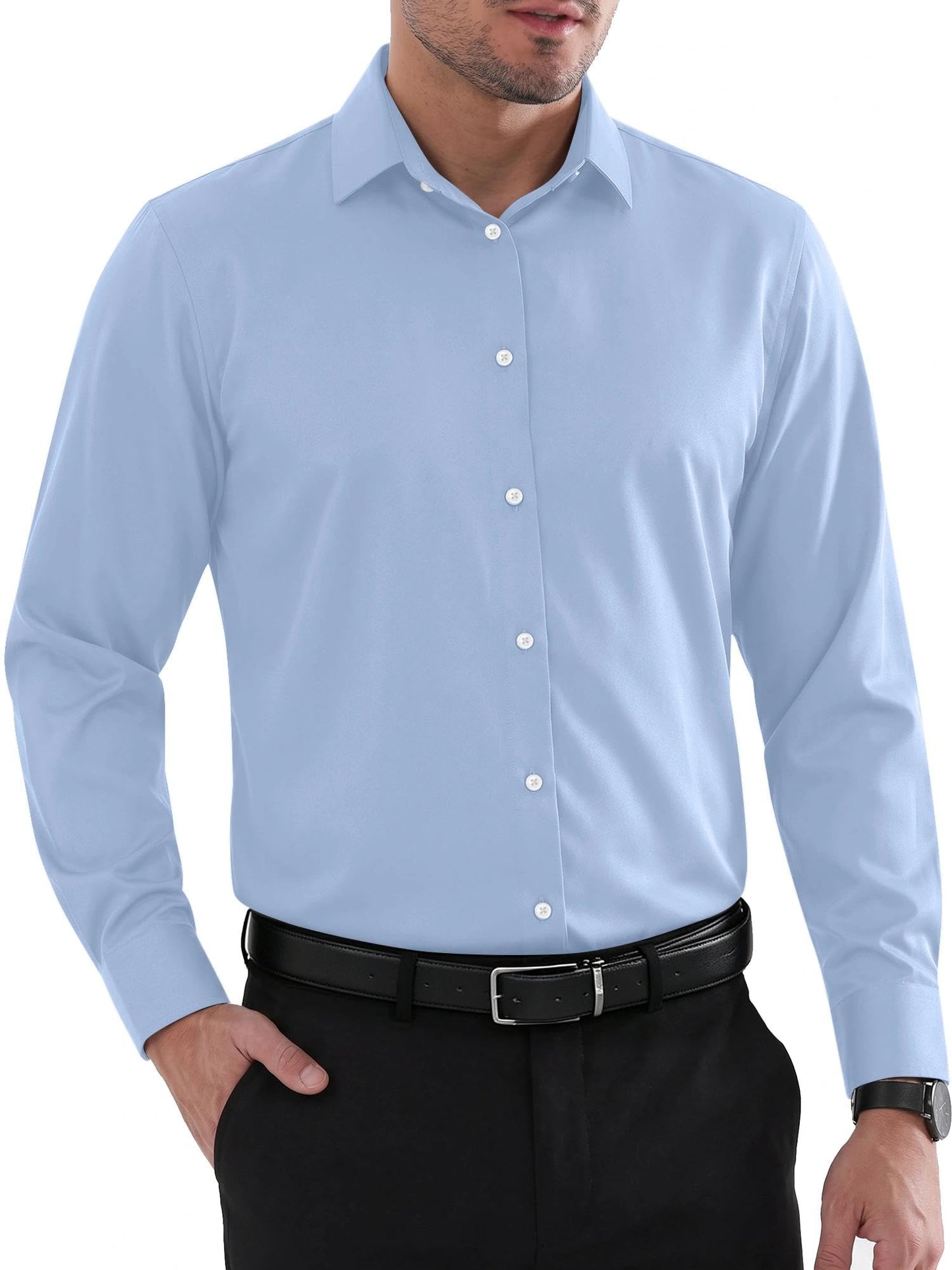 Louie Men's Shirt – Regular Fit No Iron Shirt, Reinforced Collar & Long Sleeves