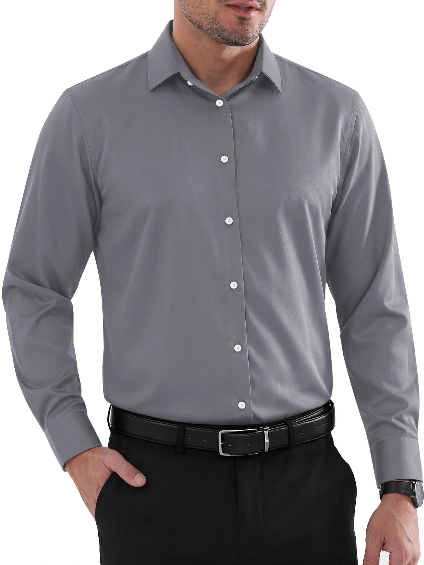Louie Men's Shirt – Regular Fit No Iron Shirt, Reinforced Collar & Long Sleeves