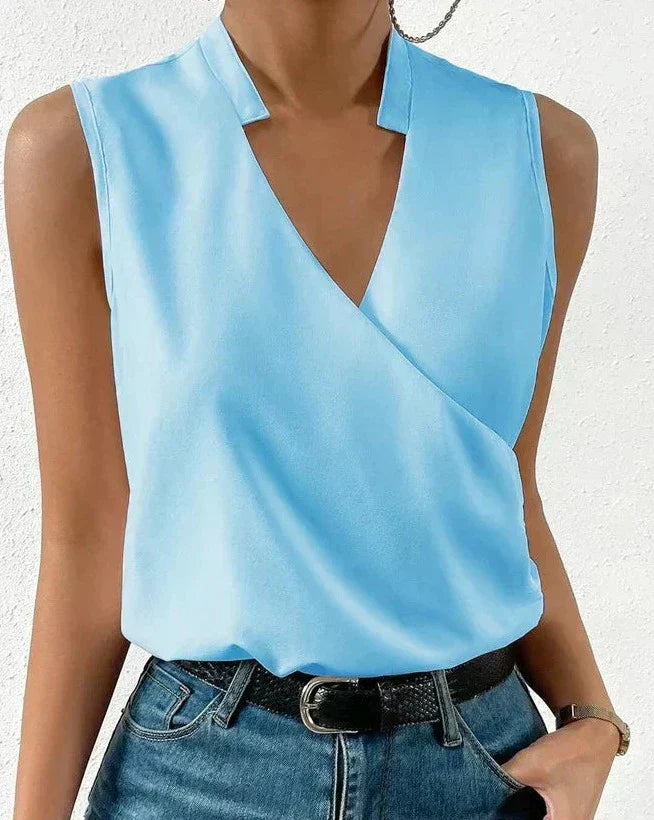 Blouse Sans Manches Femme Lisette – Coupe Chic et Flatteuse pour Tenues Décontractées et de Bureau