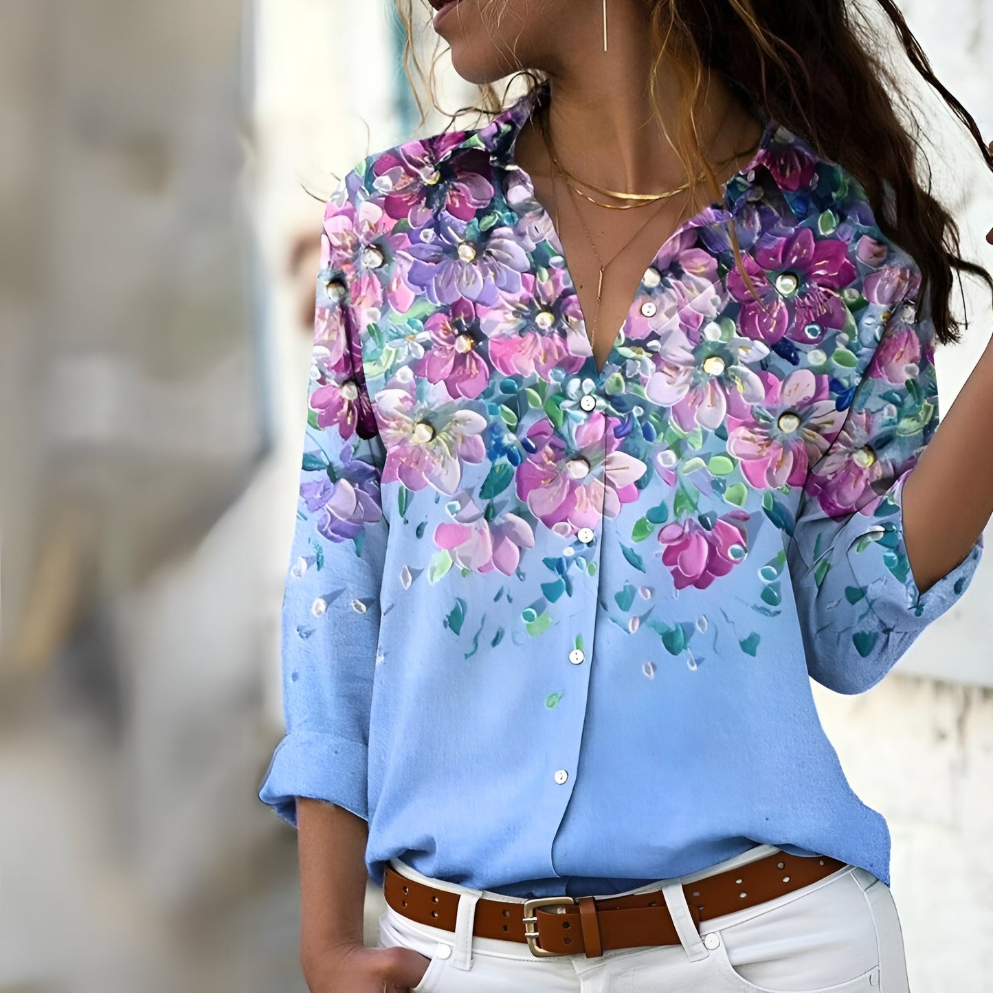 Norina Women's Blouse – Lightweight Blouse with Trendy Print, Loose Fit & Soft Fabric