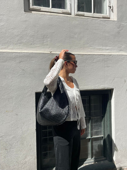 Noa Sac à Main Tressé Femme – Design Élégant en Cuir Végan avec Grand Espace et Fermeture Éclair