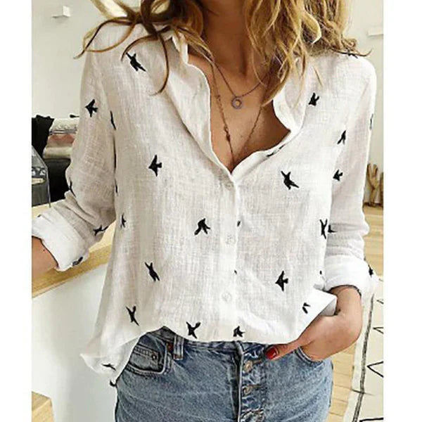 Blouse Femme Bianna Oversize – Coupe Ample Décontractée avec Col en V pour le Travail ou un Usage Quotidien
