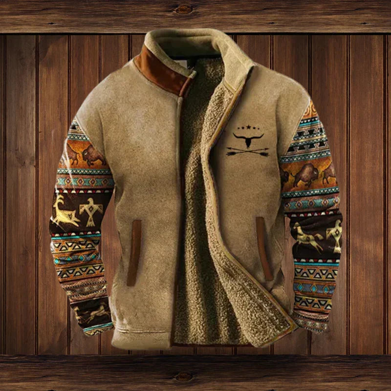 Noah Western Style Jacket with fleece lining-light brown