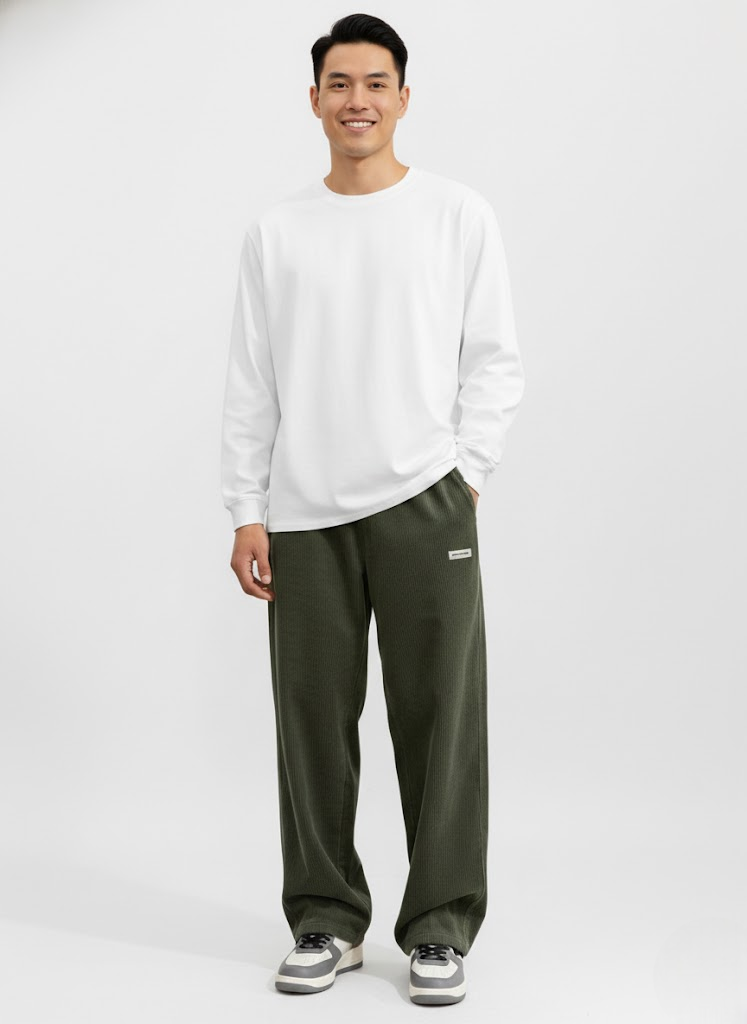 Noahry Men's Loose Fit Corduroy Pants – Straight Cut, Comfort & Streetwear Style