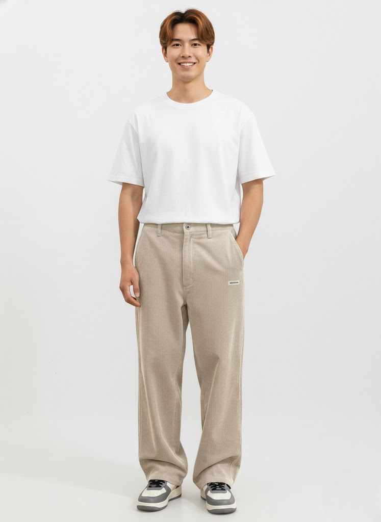 Noahry Men's Loose Fit Corduroy Pants – Straight Cut, Comfort & Streetwear Style