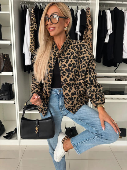 Yusra Veste Femme Léopard – Coupe Ample Chic & Tissu Doux Confortable