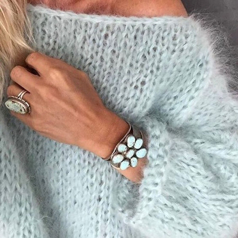 Ailany Pull Tricoté Femme – Motifs Brodés, Coupe Décontractée & Style Bohème Chic